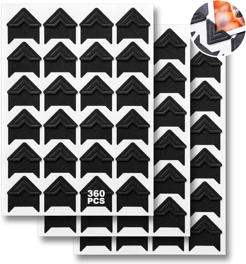 Chiallco 360 Pcs Photo Corners Self Adhesive, Scrapbooking Photo Mounting Corners, Black Photo Mounting Corners for DIY Scrapbook, Photo Album, Memory Books, Picture Frames by - Image 1